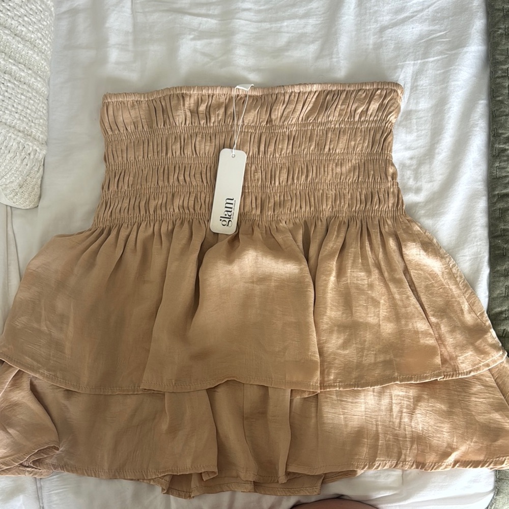 Glam Gold Smocked Bubble Mini Skirt